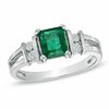 Thumbnail Image 0 of Emerald-Cut Emerald and 1/10 CT. T.W. Diamond Engagement Ring in 14K White Gold