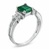 Thumbnail Image 1 of Emerald-Cut Emerald and 1/10 CT. T.W. Diamond Engagement Ring in 14K White Gold