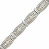 Thumbnail Image 1 of Lab-Created White Sapphire and Diamond Accent Bridge Bracelet in Sterling Silver and 14K Gold Vermeil - 7.5"