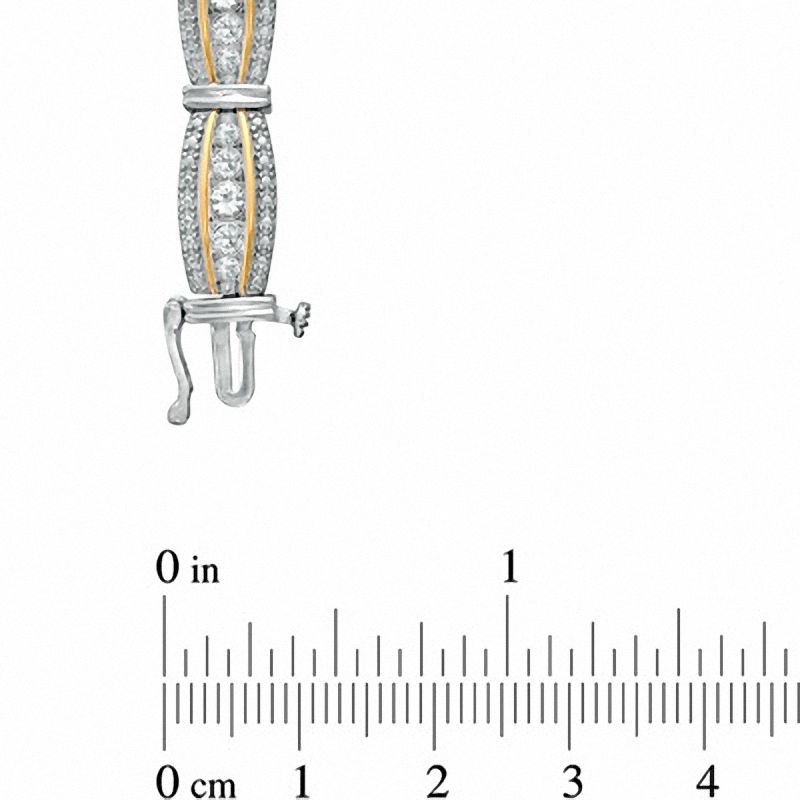 Main Image 3 of Lab-Created White Sapphire and Diamond Accent Bridge Bracelet in Sterling Silver and 14K Gold Vermeil - 7.5"