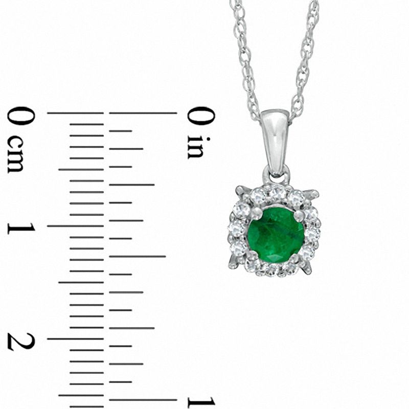 Main Image 2 of 5.0mm Emerald and Lab-Created White Sapphire Frame Ring and Pendant Set in Sterling Silver - Size 7
