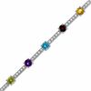 Thumbnail Image 0 of Multi-Gemstone and Lab-Created White Sapphire Bracelet in Sterling Silver - 7.25"