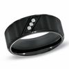 Thumbnail Image 1 of 8.0mm Diamond Accent Comfort Fit Wedding Band in Black IP Stainless Steel