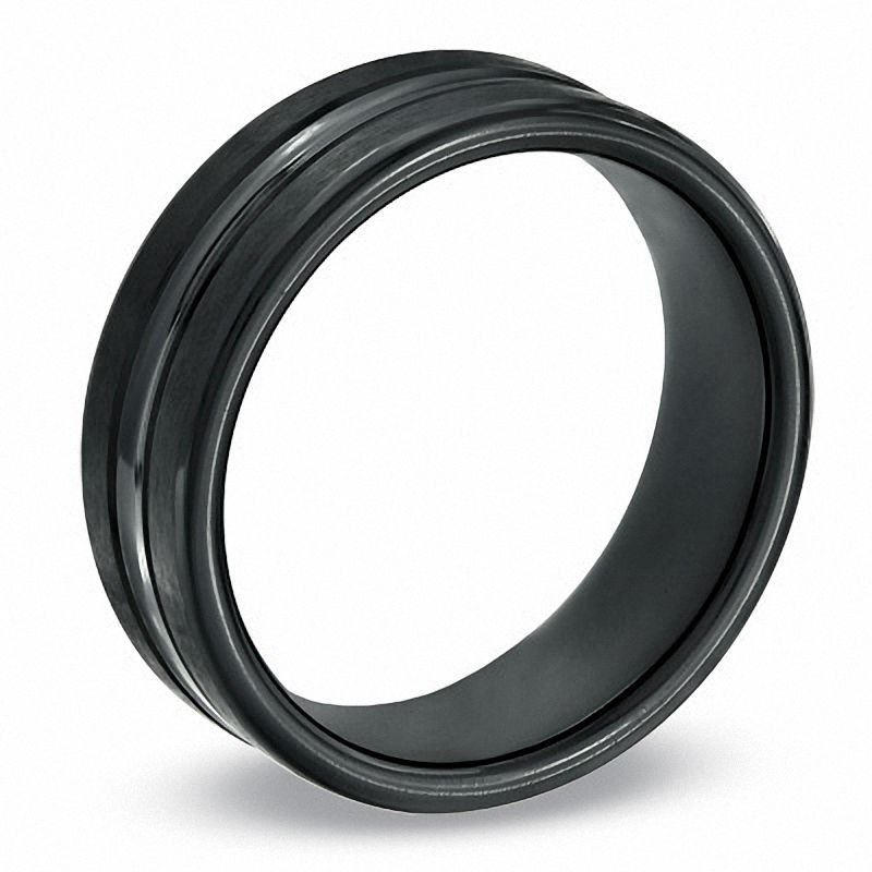 Main Image 2 of 7.5mm Comfort Fit Black Titanium Wedding Band - Size 10