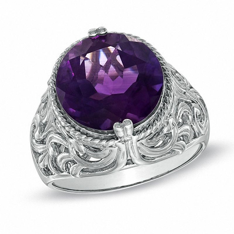 Main Image 1 of 12.0mm African Amethyst Gala Ring in Sterling Silver