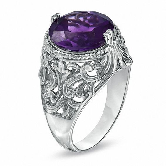 12.0mm African Amethyst Gala Ring in Sterling Silver