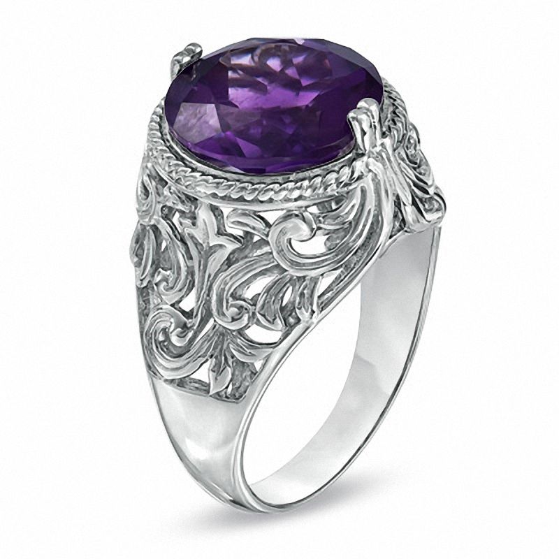 Main Image 2 of 12.0mm African Amethyst Gala Ring in Sterling Silver
