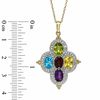 Thumbnail Image 2 of Multi Semi-Precious Gemstone and Diamond Accent Flower Pendant in Sterling Silver with 14K Gold Plate