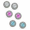 Thumbnail Image 1 of Blue Topaz, Lab-Created Pink Sapphire and White Sapphire Earrings Set in Sterling Silver