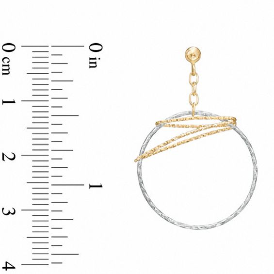 Circle Diamond-Cut Dangle Earrings in 14K Two-Tone Gold