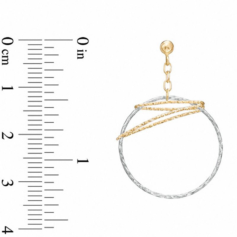 Main Image 2 of Circle Diamond-Cut Dangle Earrings in 14K Two-Tone Gold