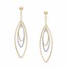 Thumbnail Image 1 of Triple Elongated Oval Diamond-Cut Dangle Earrings in 14K Two-Tone Gold