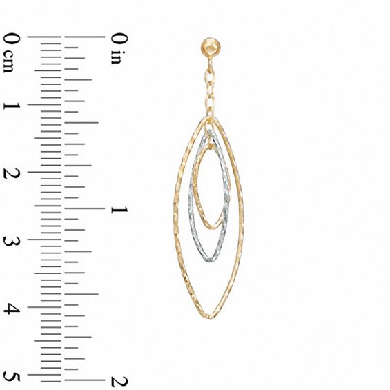 Triple Elongated Oval Diamond-Cut Dangle Earrings in 14K Two-Tone Gold