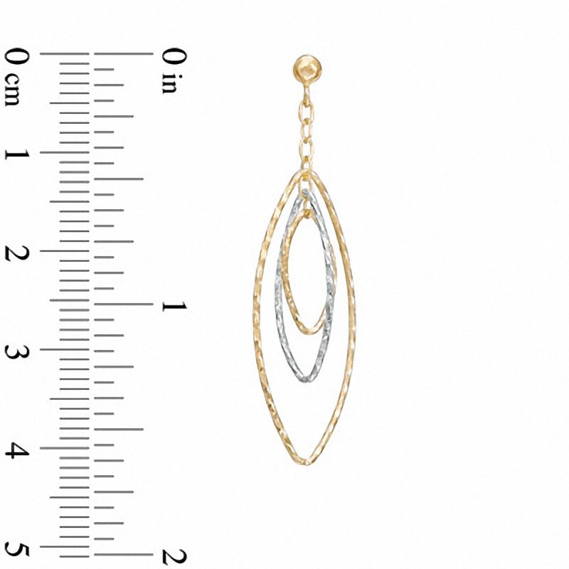 Main Image 2 of Triple Elongated Oval Diamond-Cut Dangle Earrings in 14K Two-Tone Gold
