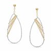 Thumbnail Image 1 of Oval Diamond-Cut Dangle Earrings in 14K Two-Tone Gold