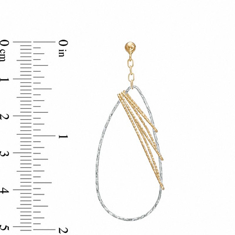 Main Image 2 of Oval Diamond-Cut Dangle Earrings in 14K Two-Tone Gold
