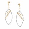 Thumbnail Image 0 of Elongated Oval Diamond-Cut Dangle Earrings in 14K Two-Tone Gold