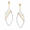 Thumbnail Image 1 of Elongated Oval Diamond-Cut Dangle Earrings in 14K Two-Tone Gold