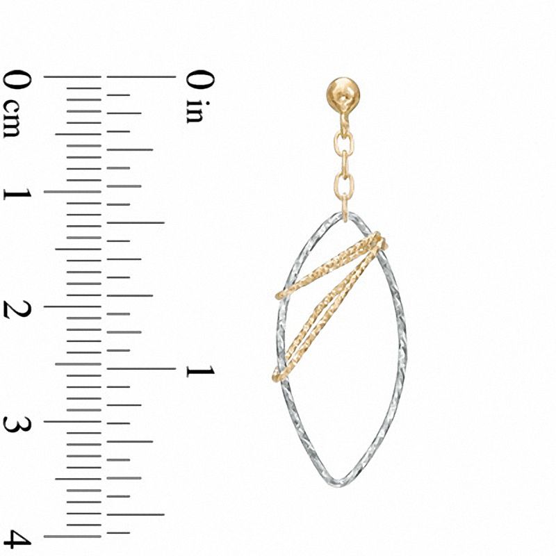 Elongated Oval Diamond-Cut Dangle Earrings in 14K Two-Tone Gold
