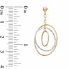 Thumbnail Image 2 of Triple Circle Diamond-Cut Dangle Earrings in 14K Two-Tone Gold
