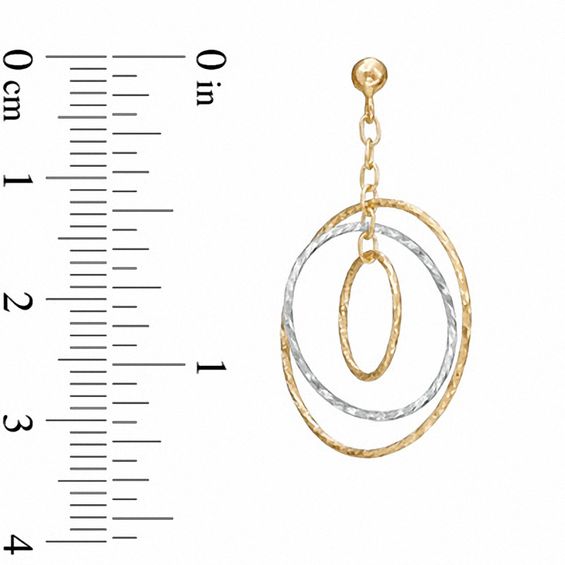 Triple Circle Diamond-Cut Dangle Earrings in 14K Two-Tone Gold