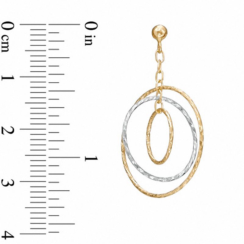 Main Image 2 of Triple Circle Diamond-Cut Dangle Earrings in 14K Two-Tone Gold