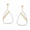 Thumbnail Image 1 of Triangle Diamond-Cut Dangle Earrings in 14K Two-Tone Gold