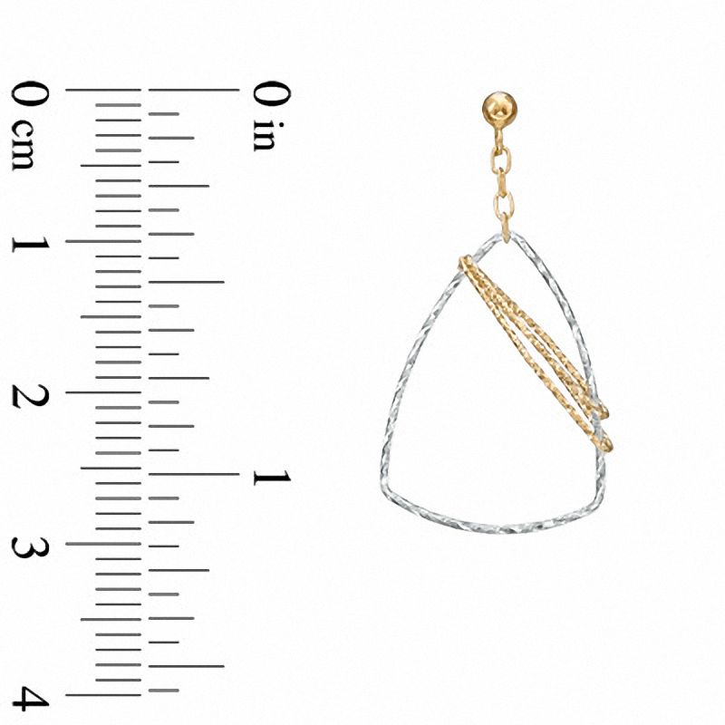 Main Image 2 of Triangle Diamond-Cut Dangle Earrings in 14K Two-Tone Gold