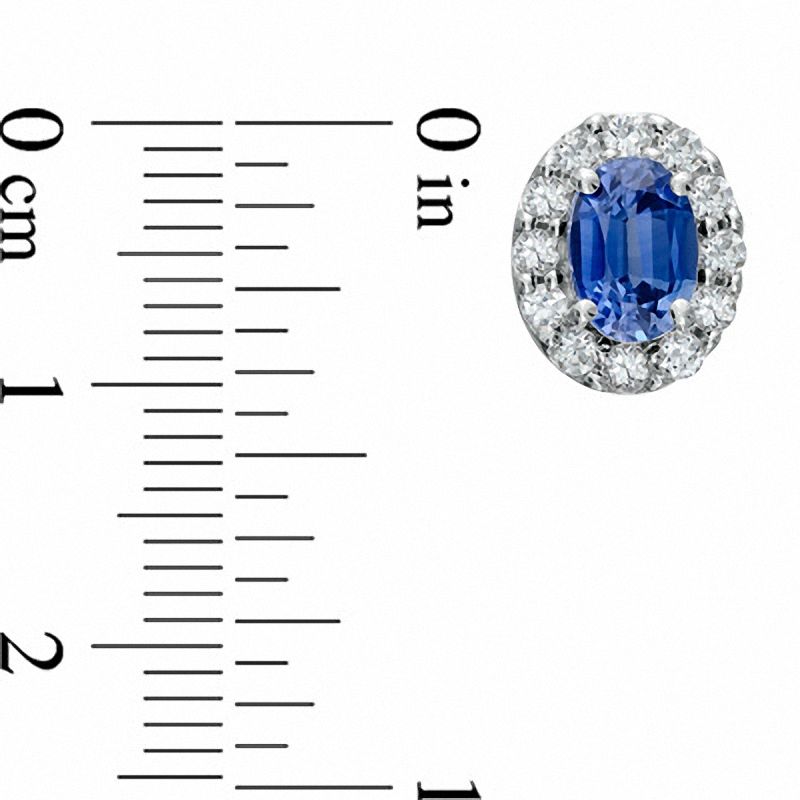 Main Image 4 of Oval Lab-Created Ceylon and White Sapphire Frame Ring, Pendant and Earrings Set in Sterling Silver - Size 7