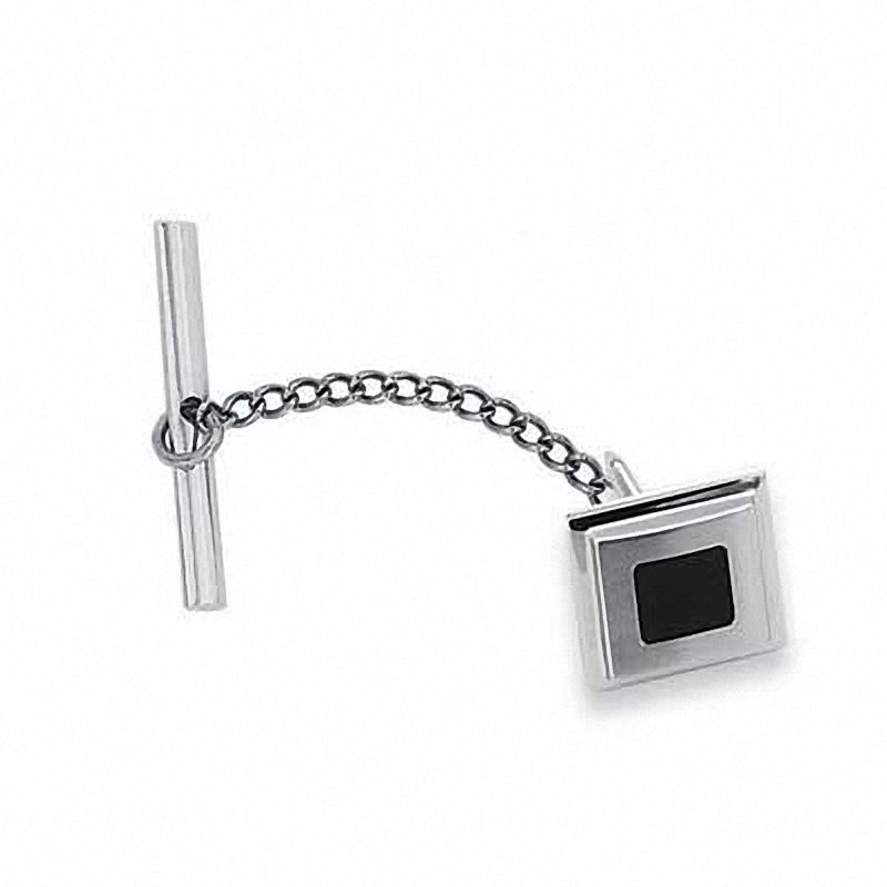 Main Image 1 of Men's Black Enamel Tie Tac in Stainless Steel