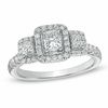 Thumbnail Image 1 of 1 CT. T.W. Certified Radiant-Cut Diamond Three Stone Ring in 14K White Gold (I/I1)