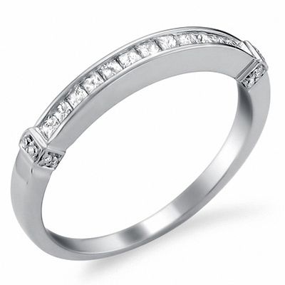 1 3 Ct T W Princess Cut Diamond Channel Set Wedding Band In 14k