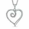 Thumbnail Image 1 of 1/10 CT. T.W. Diamond Curlique Heart Pendant in Sterling Silver
