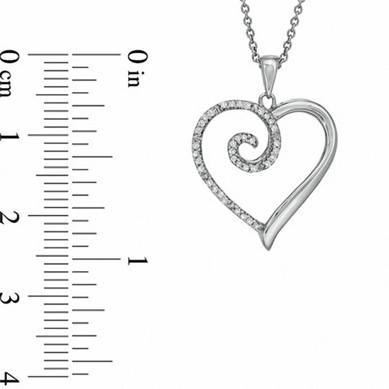 1/10 CT. T.w. Diamond Curlique Heart Pendant in Sterling Silver