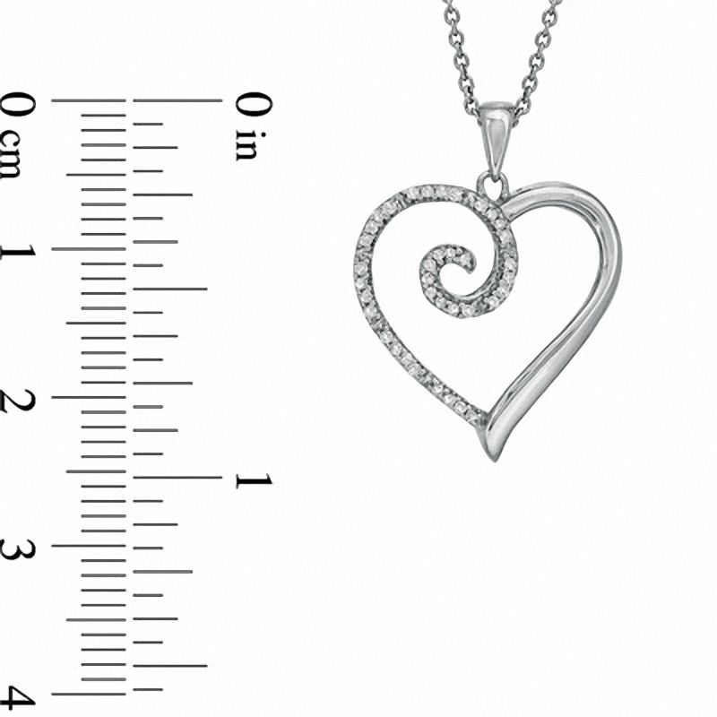 Main Image 2 of 1/10 CT. T.W. Diamond Curlique Heart Pendant in Sterling Silver