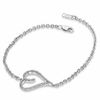 Thumbnail Image 0 of 1/10 CT. T.W. Diamond Sideways Heart Bracelet in Sterling Silver - 7.5"