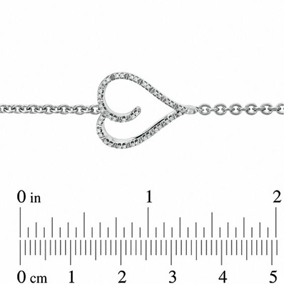 1/10 CT. T.w. Diamond Sideways Heart Bracelet in Sterling Silver - 7.5"