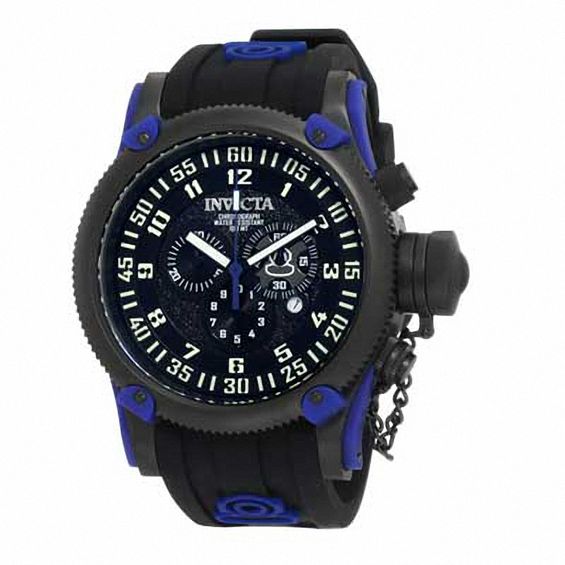 Men's Invicta Russian Diver Chronograph Strap Watch with Black Dial (Model: 10180)