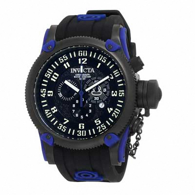Main Image 1 of Men's Invicta Russian Diver Chronograph Strap Watch with Black Dial (Model: 10180)