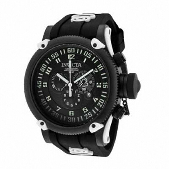 Men's Invicta Russian Diver Chronograph Strap Watch with Black Dial (Model: 10182)