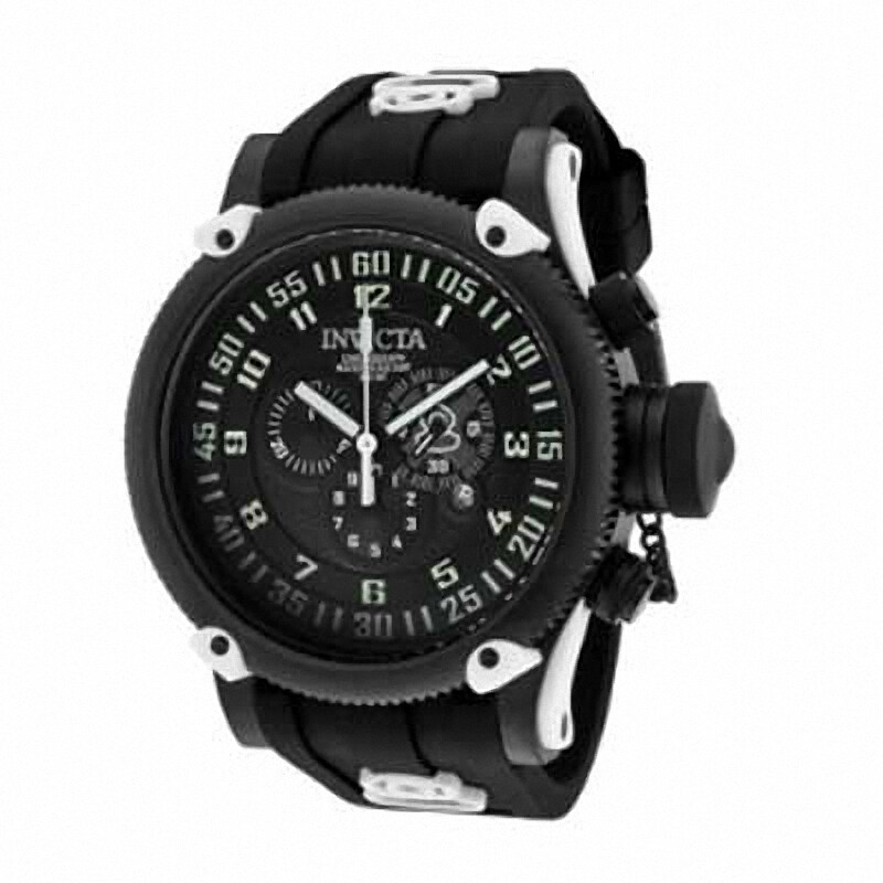 Main Image 1 of Men's Invicta Russian Diver Chronograph Strap Watch with Black Dial (Model: 10182)
