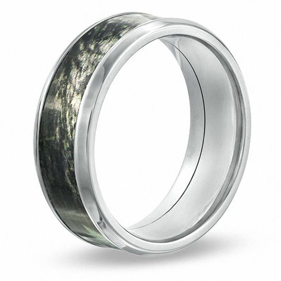 8.0mm Mossy OakÂ® Camouflage Inlay Comfort Fit Titanium Wedding Band - Size 10