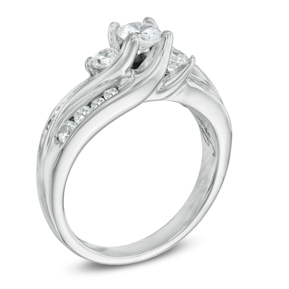 1 CT. T.w. Diamond Past Present FutureÂ® Slant Ring in 14K White Gold