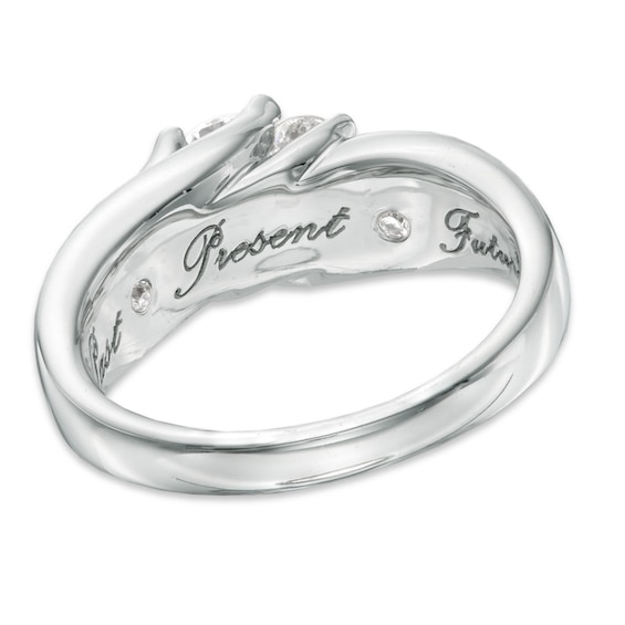 1 CT. T.w. Diamond Past Present FutureÂ® Slant Ring in 14K White Gold