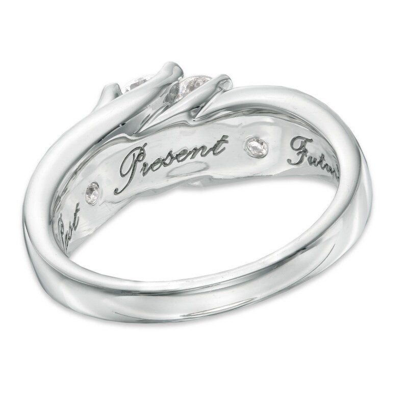 Main Image 3 of 1 CT. T.W. Diamond Past Present Future® Slant Ring in 14K White Gold