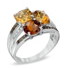 Thumbnail Image 1 of Madeira Citrine, Smoky Quartz and Diamond Accent Ring in 10K White Gold