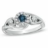 Thumbnail Image 1 of 3/8 CT. T.W. Enhanced Blue and White Diamond Engagement Ring in 10K White Gold