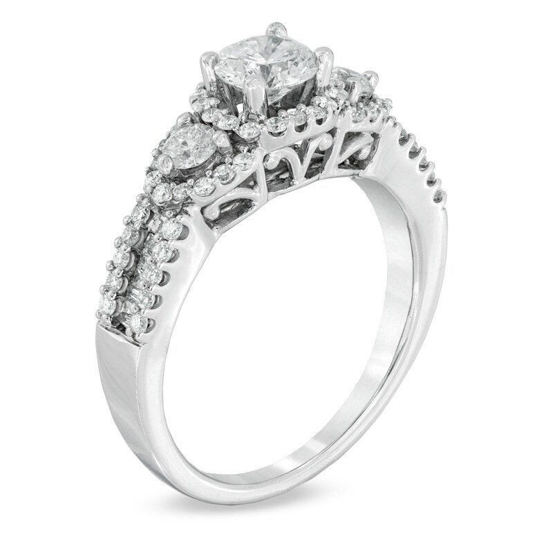 1-1/5 CT. T.W. Diamond Past Present Future® Ring in 14K White Gold