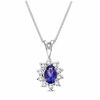 Thumbnail Image 1 of Oval Tanzanite and 1/7 CT. T.W. Diamond Frame Pendant in 14K White Gold