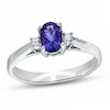Thumbnail Image 0 of Oval Tanzanite and Diamond Accent Engagement Ring in 14K White Gold